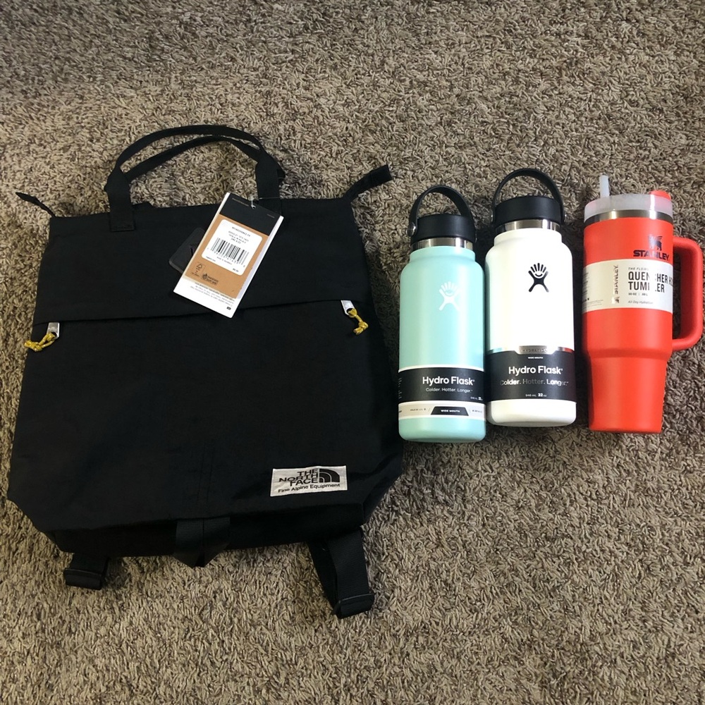 NorthFace Backpack with 3 tumblers